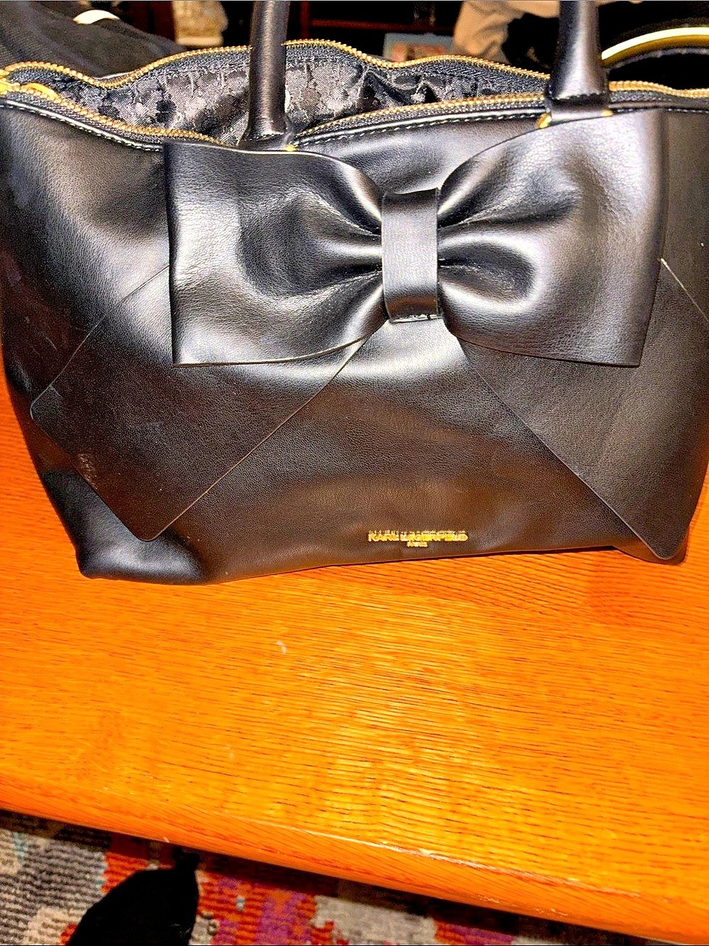 Karl Lagerfeld Black Bow Tote Bag Like New